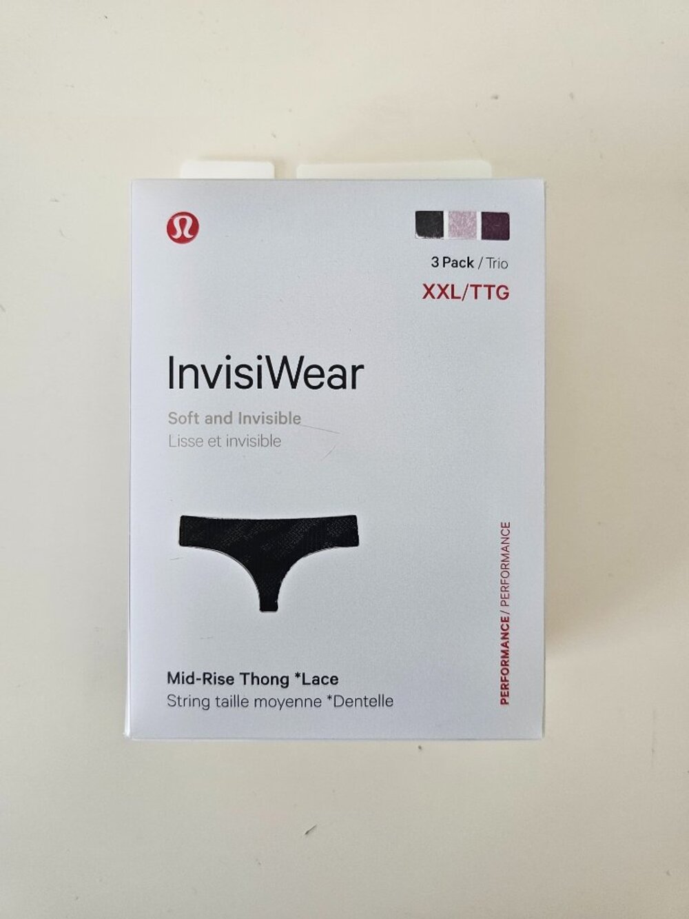 NWT LULULEMON Multi Color Soft & Invisible InvisiWear MR Thong Lace 3 Pack XXL